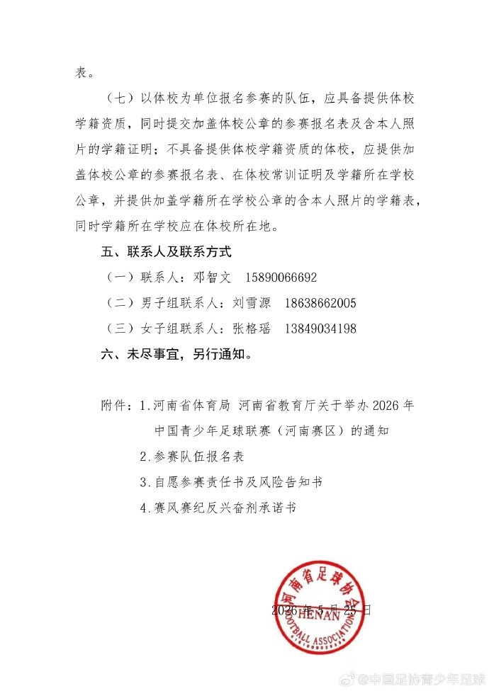 第五届中国青少年足球联赛河南赛区报名启动