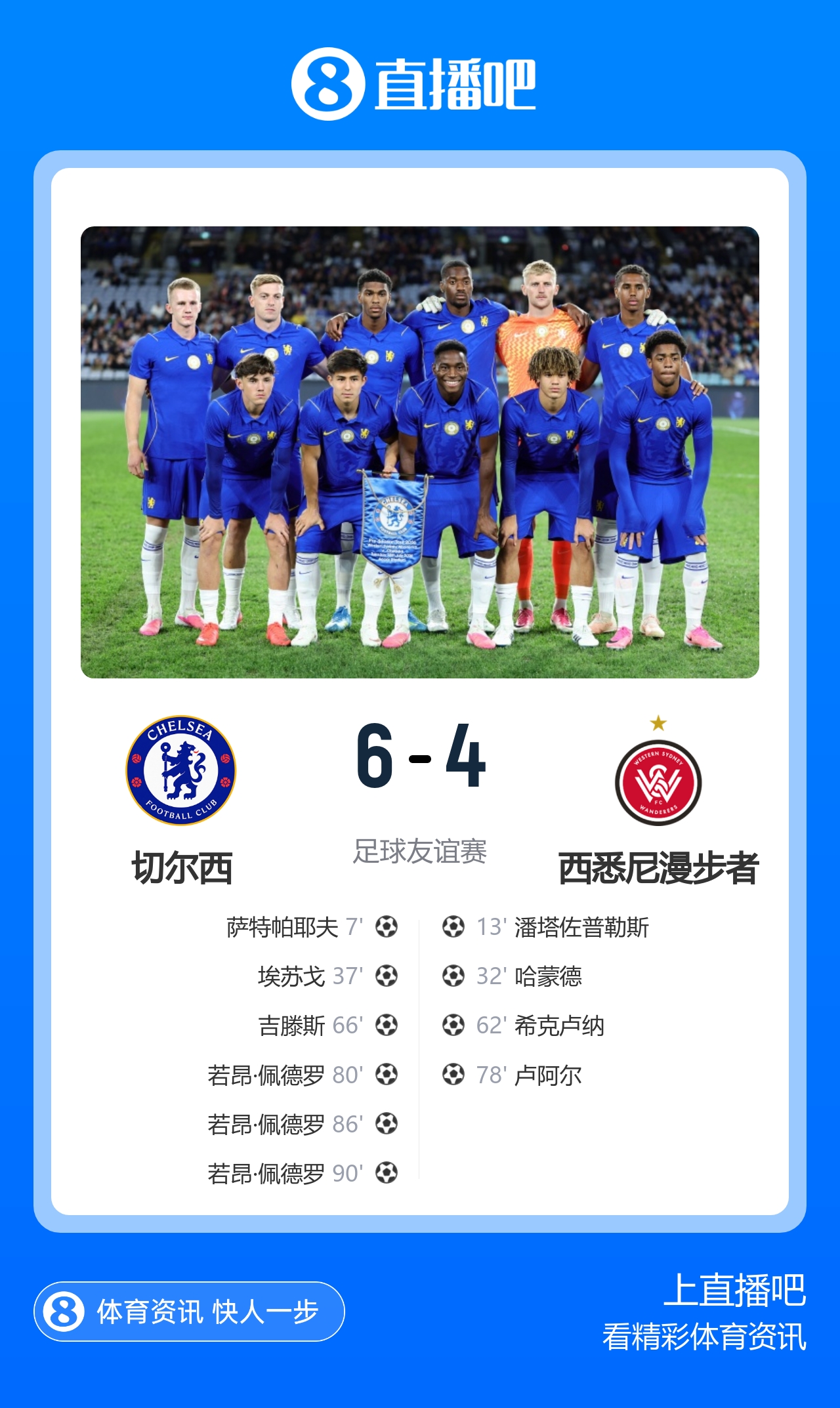 6-4狂胜西悉尼 佩德罗替补戴帽阿隆索执教首秀开门红
